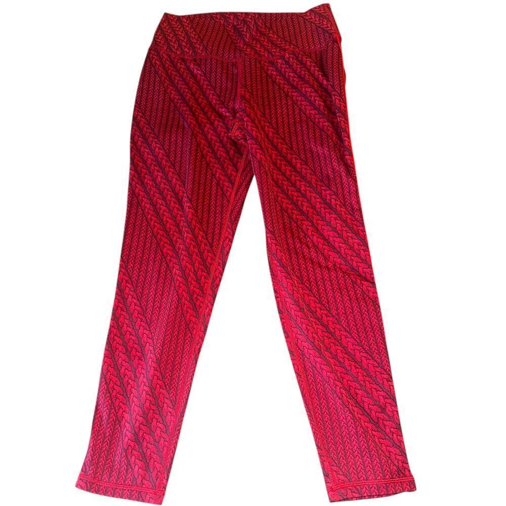 Aerie Chill Play Move Leggings XL | Red Cable Knit Print | High Rise